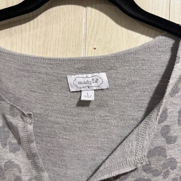 Mud Pie Gray Leopard Print T-Shirt Dress Size L - Picture 2 of 5
